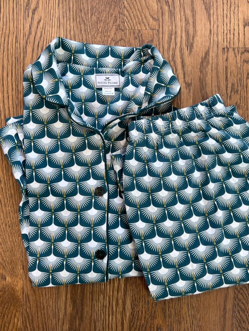 Petite Plume Pima Pajama in White Crane